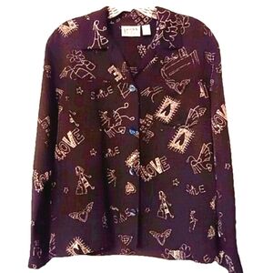 Chico's‎ Design Black & White Silk/Linen Blend Button-up Lightweight Jacket